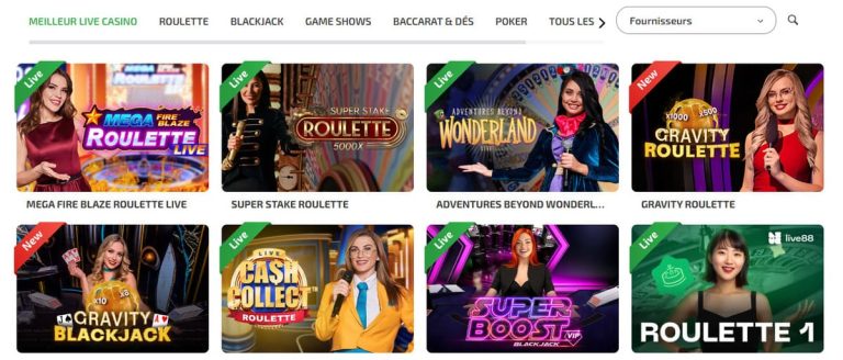 BoaBoa Casino jeux live