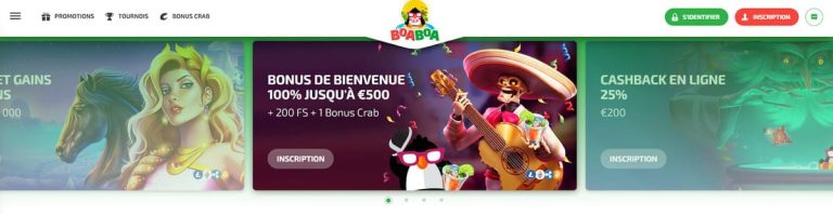 BoaBoa Casino page accueil